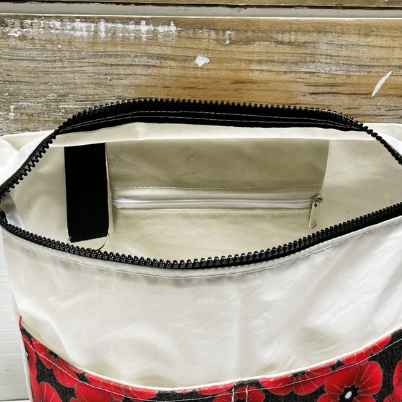 Recycled Sail Cloth Red Poppies Womens Crossbody Bag Handmade - Picture 6 of 7